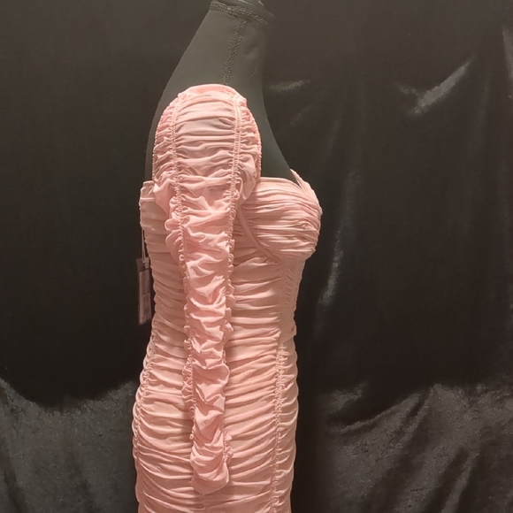 Self-Portrait Pink Ruched Long Sleeve Dress - Picture 3 of 11